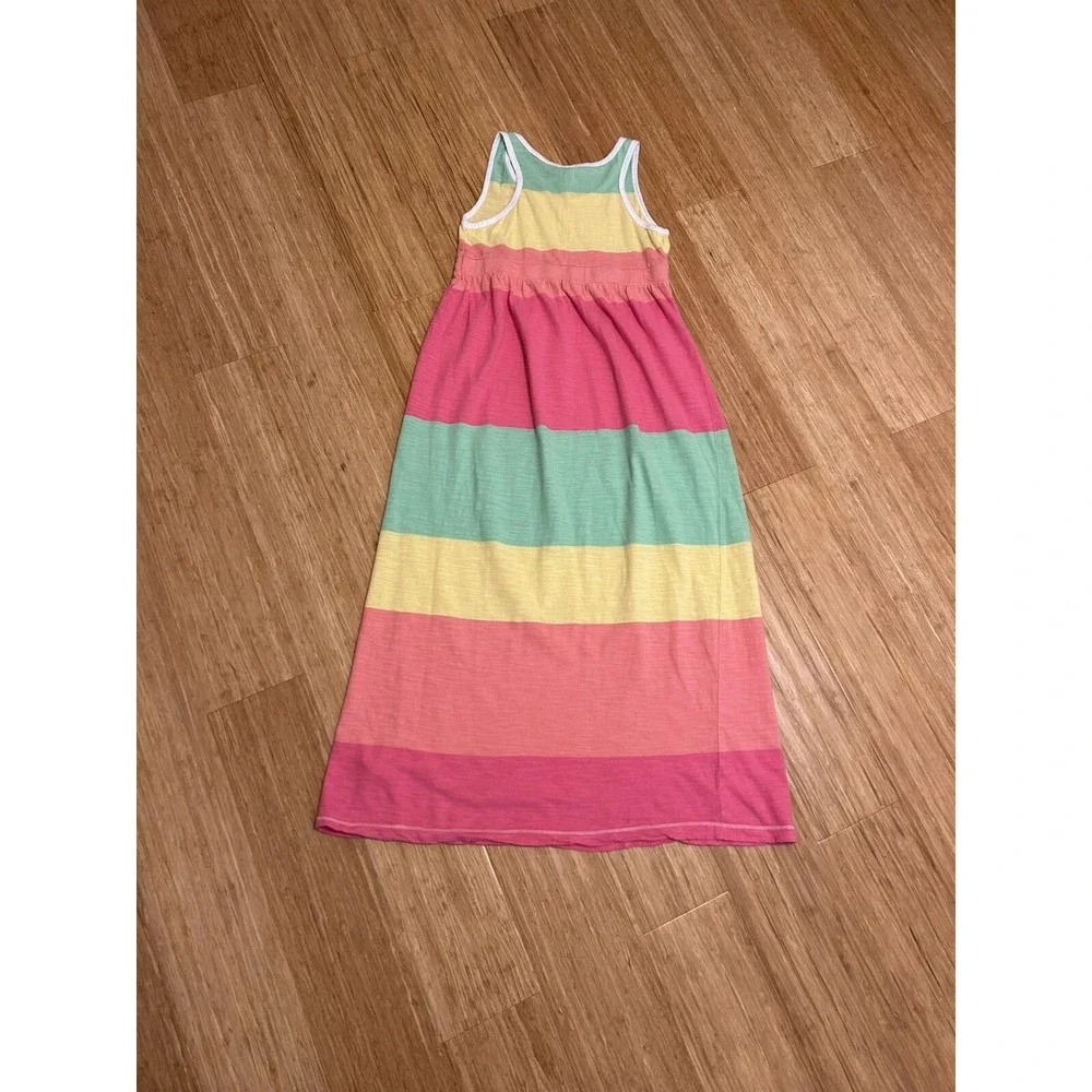 Old Navy Girls Medium Sherbet Color Stripe Maxi Dress Rainbow Beach Summer Comfy
